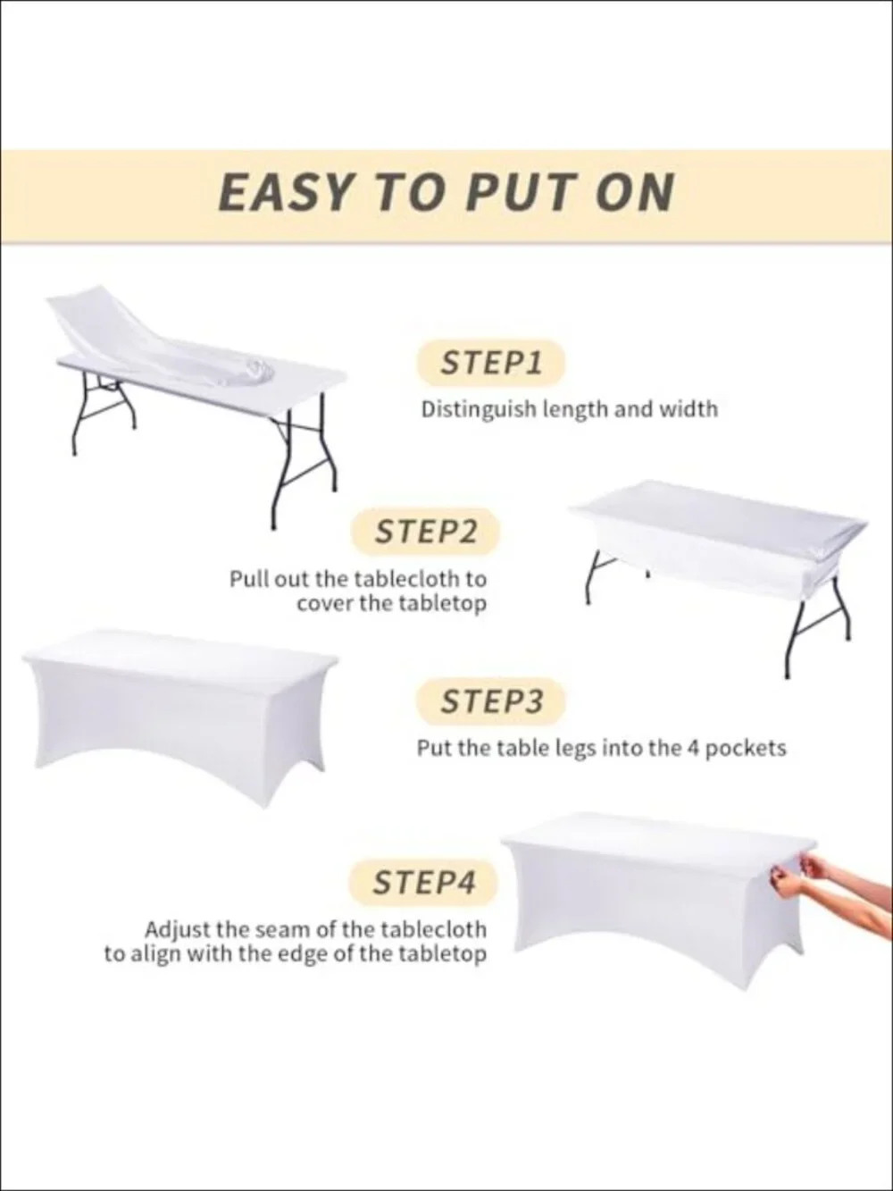 6 Pack 6FT Spandex Fitted Table Cover Rectangle Stretch Tablecloth